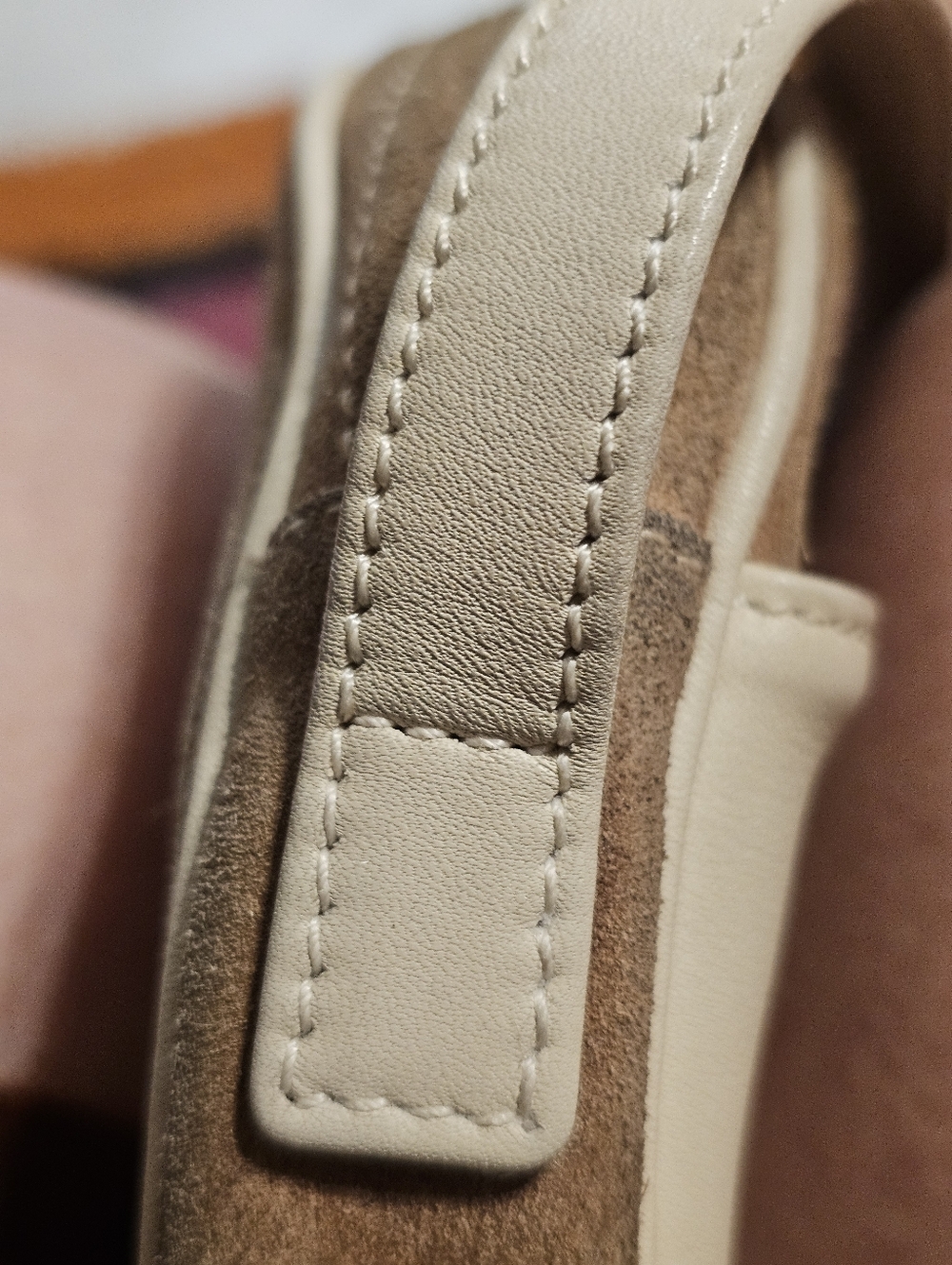 Vintage LOEWE Anagram Suede Leather Round Circle Shoulder Bag Crossbody Beige - Picture 2 of 9